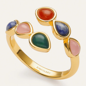 Anillo Gota Stones Baño Oro