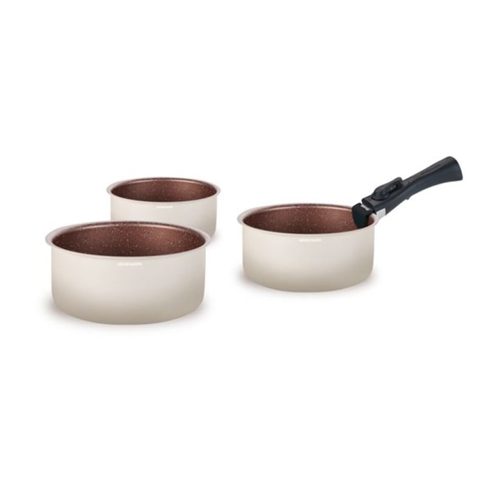 Set 3 casseroles amovible crème