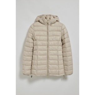 Chaqueta ultralight beige oscuro Cintia de capucha extraíble y bordado PC