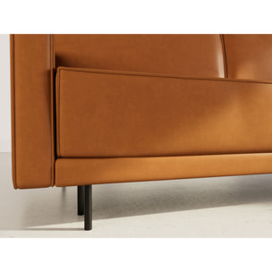 Charlie - Canapé droit 3 places convertible avec coffre en simili - Cognac