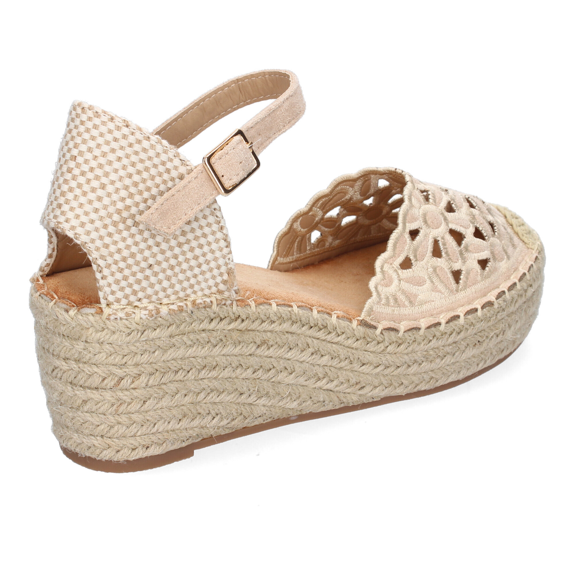 Sandalia de Cuña de Yute para Mujer, Comodas y Elegantes, Diseño Floral Bordado