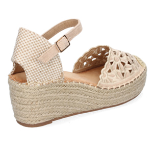 Sandalia de Cuña de Yute para Mujer, Comodas y Elegantes, Diseño Floral Bordado