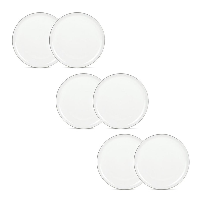 Lot de 6 assiettes plates blanc - "sélène"