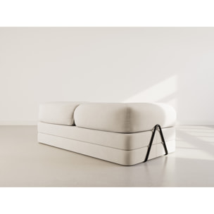 Nebula - Canapé 3 places convertible en velours texturé - Beige