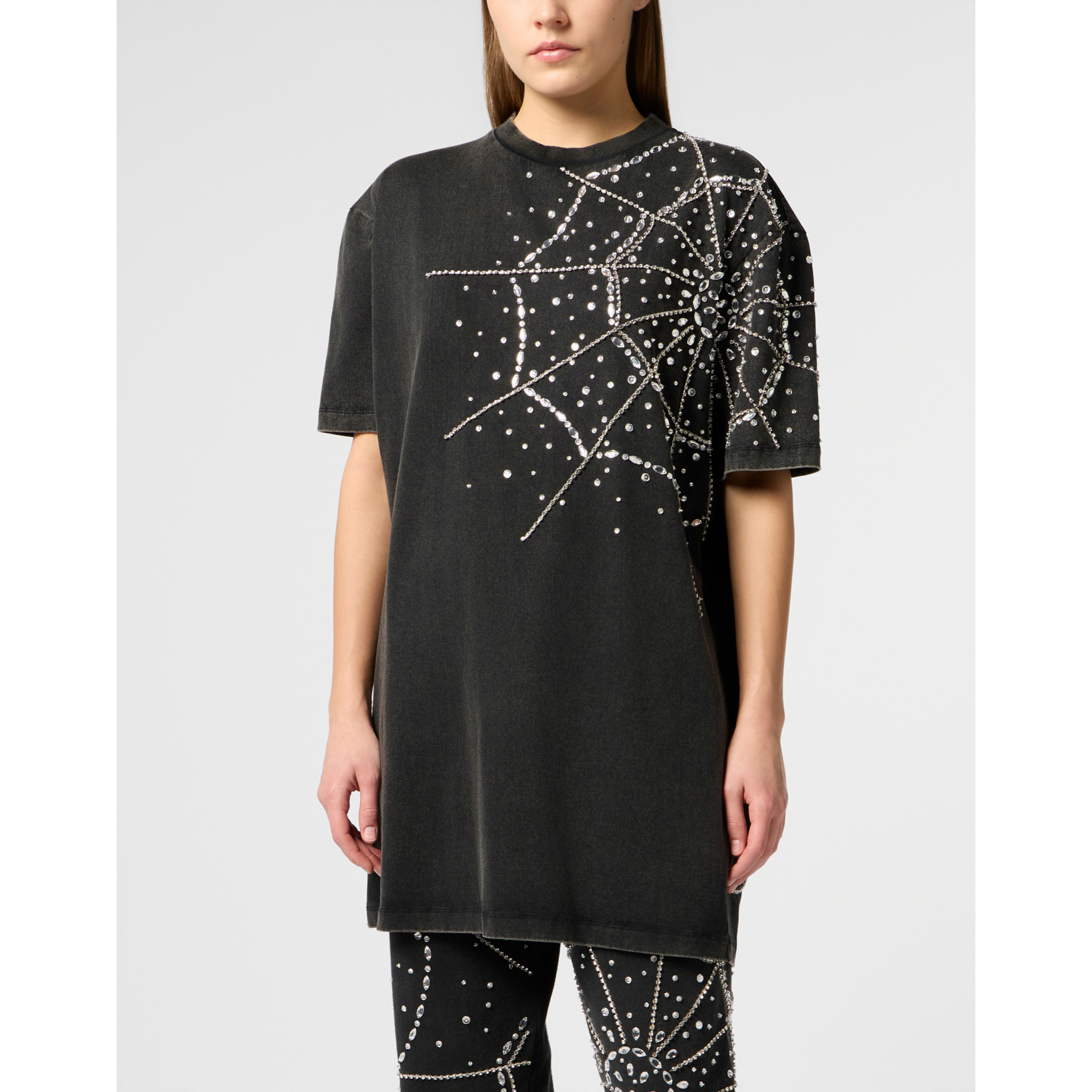 PHILIPP PLEIN T-Shirt Dress Spiderweb Strass