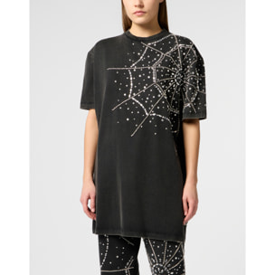 PHILIPP PLEIN T-Shirt Dress Spiderweb Strass