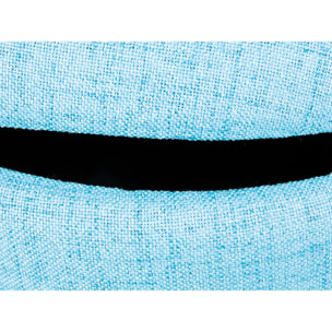 Pouf in tessuto con maniglia in ecopelle, 42 x 36 x 30, Azzurro