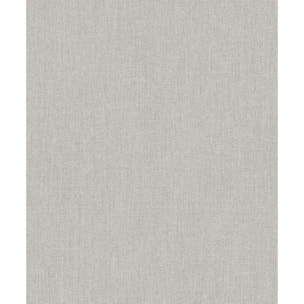 Papier peint uni effet toile jute gris perle