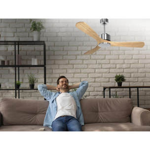 Ventilateur de plafond ø132 cm avec Wifi Réversible Hypersilence 40   W argent