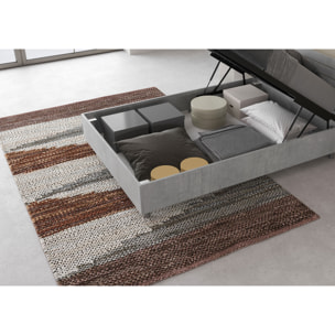 Cama de una plaza y medio con almacenaje 120x200 con cabecera inclinada cemento Demas