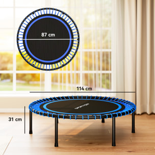 Trampolín de Fitness Adultos Ø114 cm, Cama Elástica con Marco de Acero Reforzado, para Entrenamiento Piernas, Cuerpo en Hogar, Oficina, Gimnasio, Azul y Negro