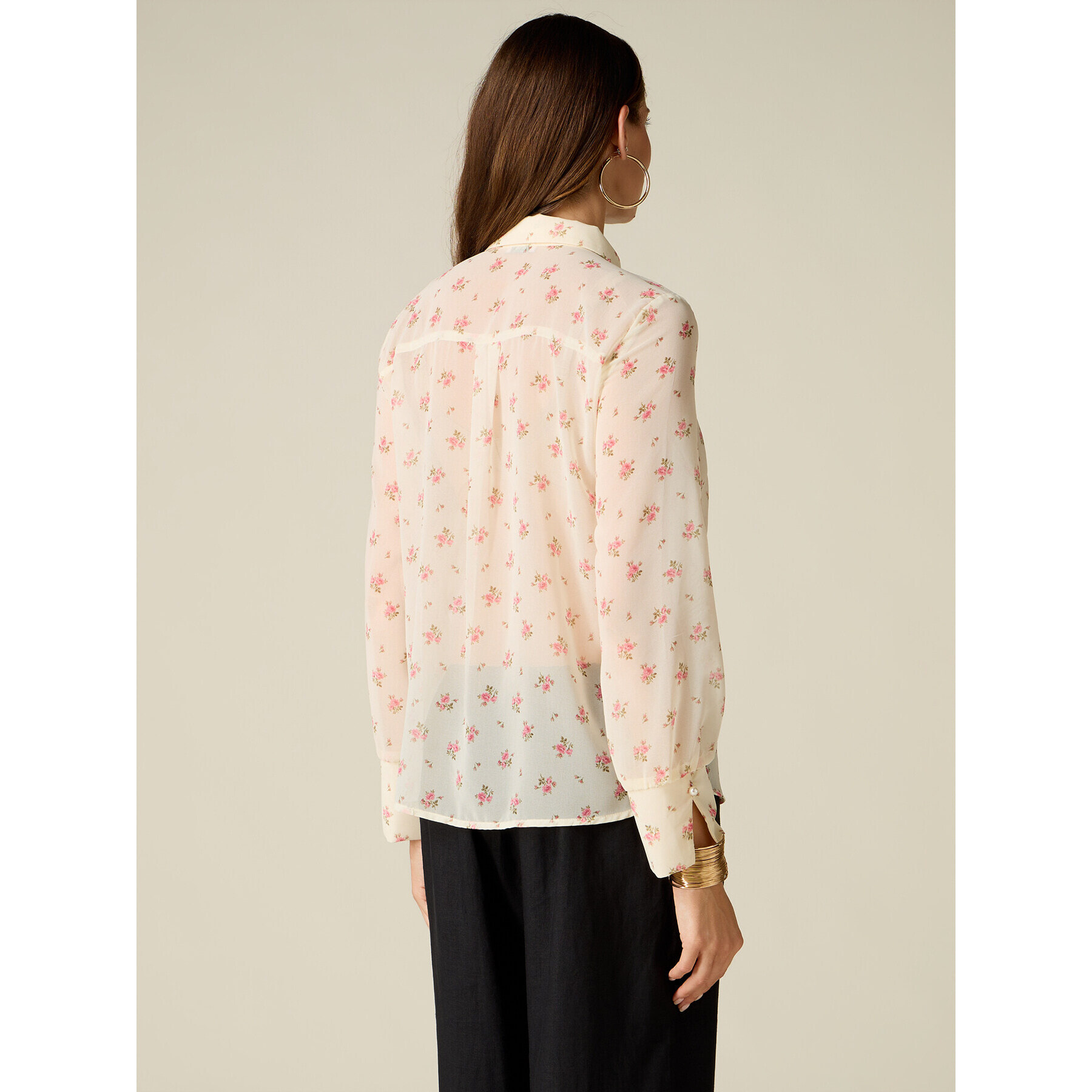 Oltre - Camicia con stampa floreale - Beige