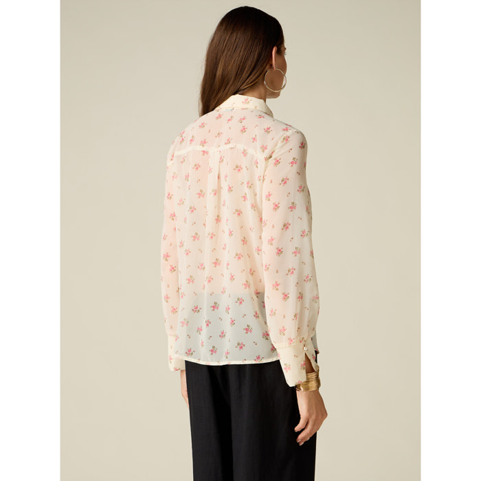 Oltre - Camicia con stampa floreale - Beige