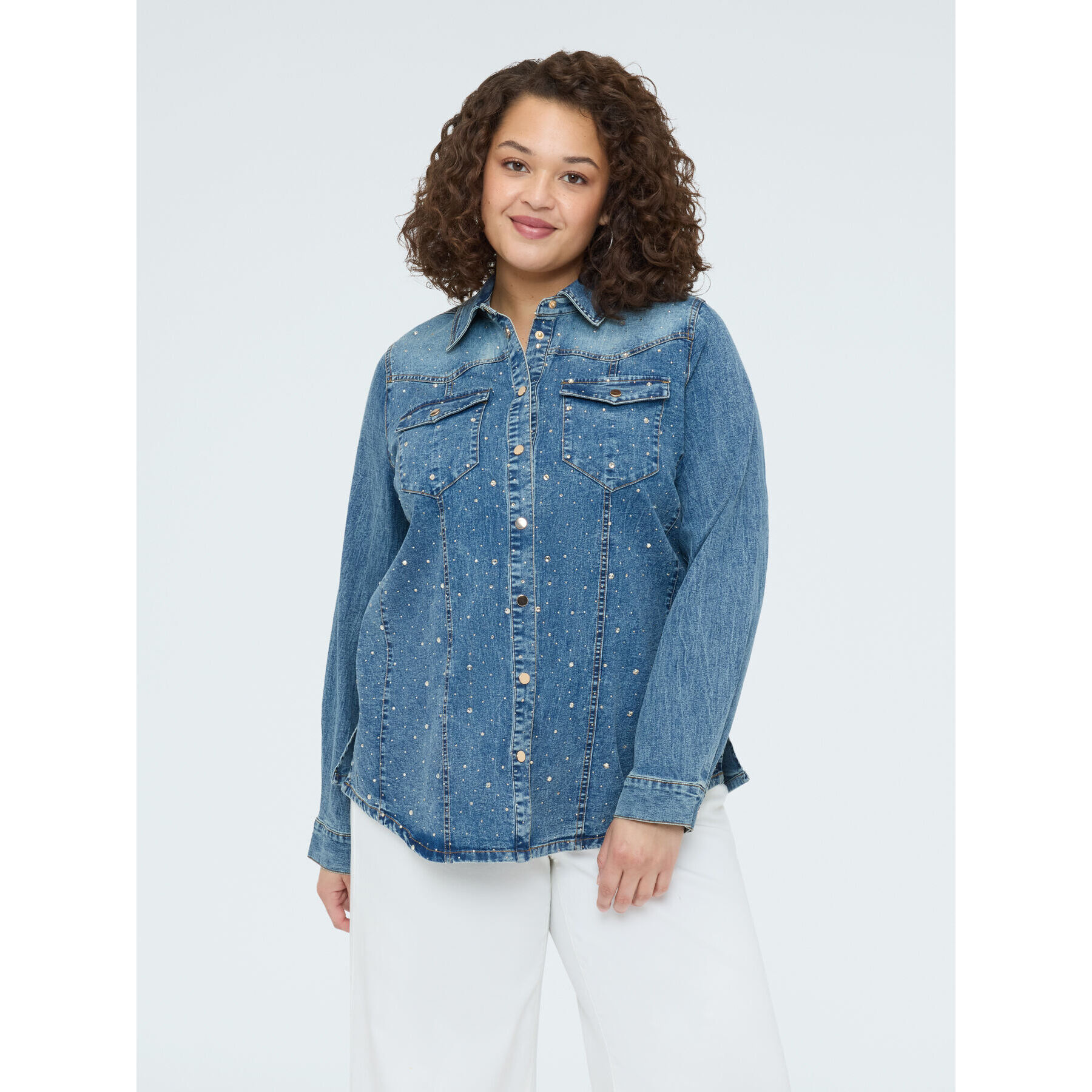 Fiorella Rubino - Camicia in denim con punti luce - Blu