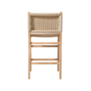 Tabouret de bar bois d'hévéa et assise en cordes 64cm (lot de 2) JOY