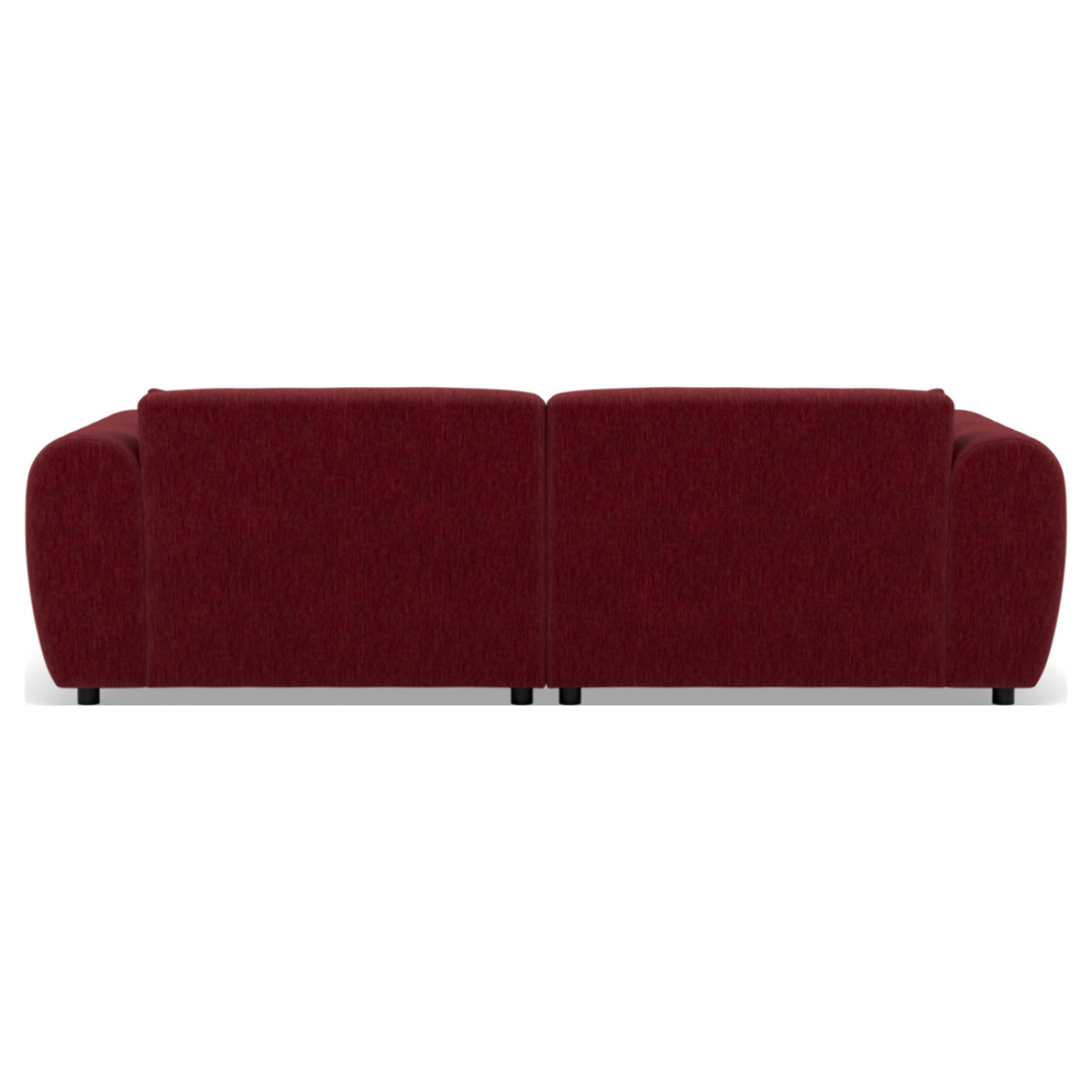 Aumance - canapé droit 4 places avec double méridienne assise profonde en velours texturé - Prune