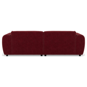 Aumance - canapé droit 4 places avec double méridienne assise profonde en velours texturé - Prune