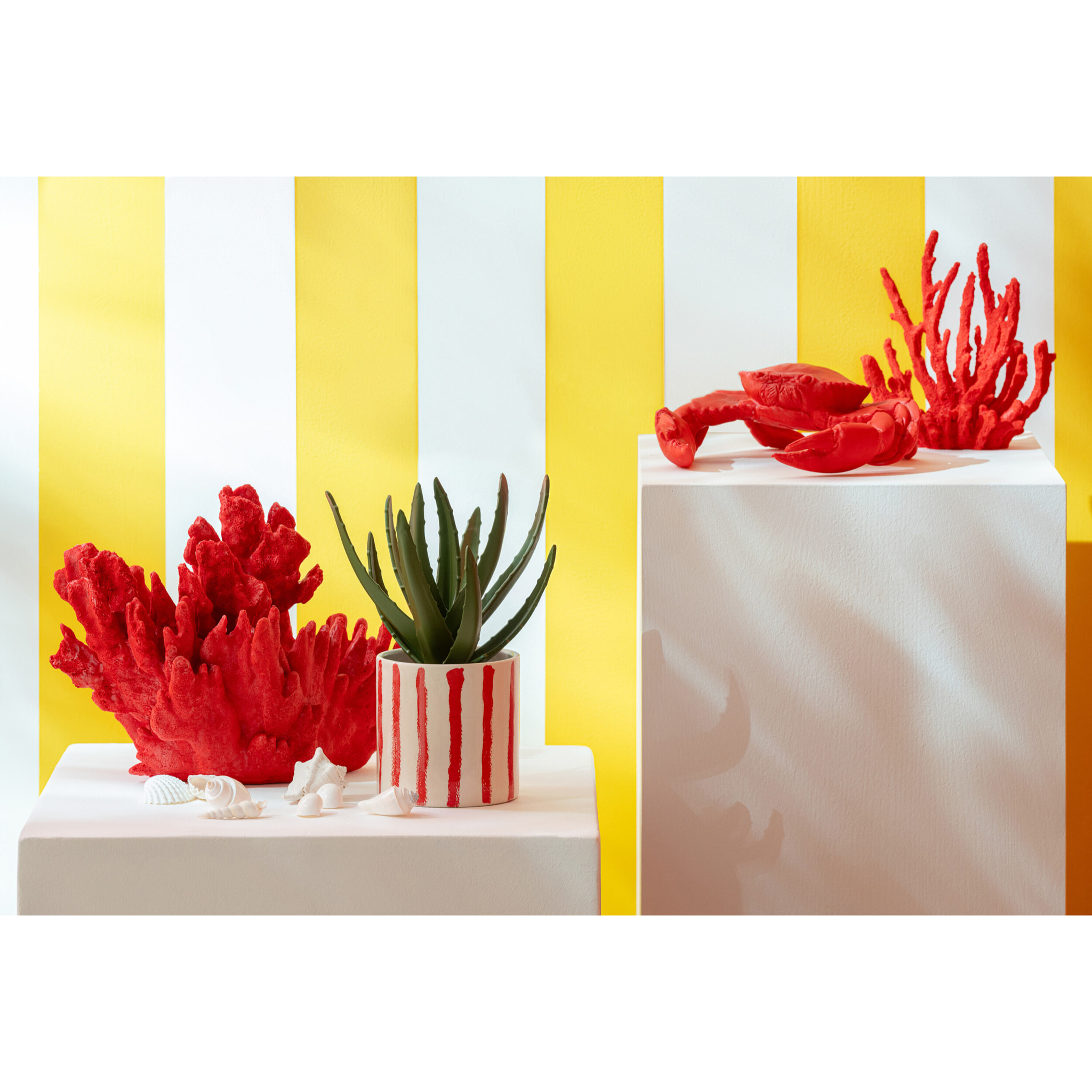 J-Line Corail décoratif - polyrésine - rouge - large