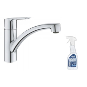Robinet de cuisine monocommande bec bas GROHE Start 2021 + nettoyant GrohClean