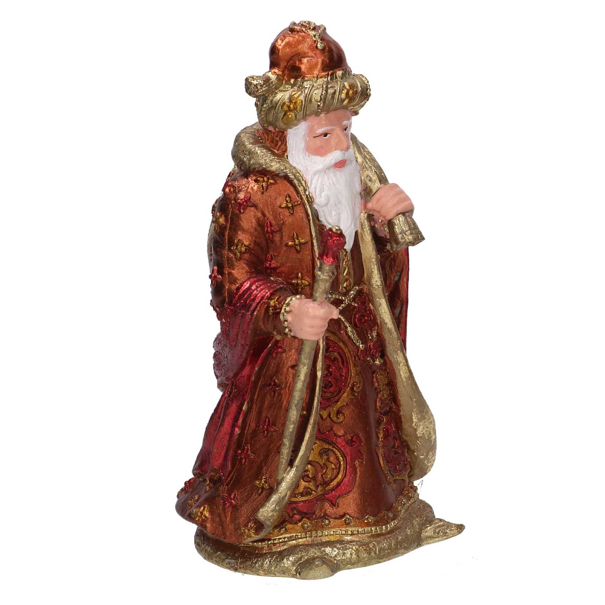 Babbo natale in resina rame cm 12x10h20