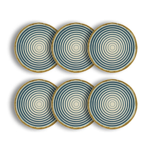 Lot de 6 assiettes plates spirale 27cm en faience bleu et beige SPIRALE