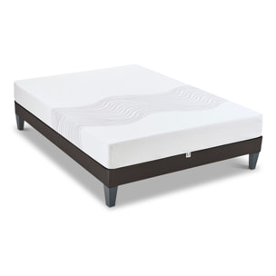 Ensemble Matelas Sensitive & Sommier Kit15, 21 cm, Mémoire de Forme, Déhoussable, Technologie Tri-Lattes, Soutien Ferme