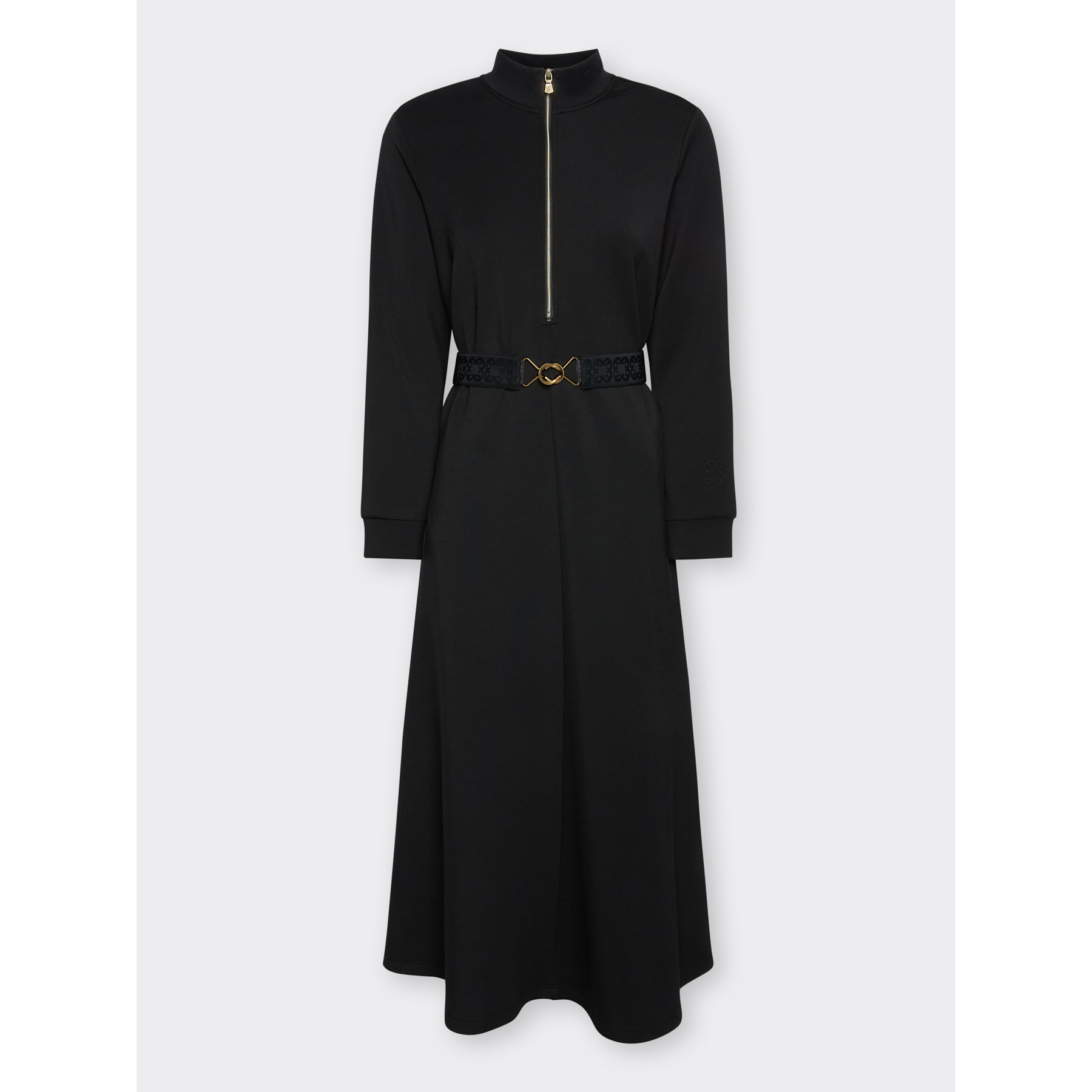 Elena Mirò - Vestido en scuba con cinturón - Negro