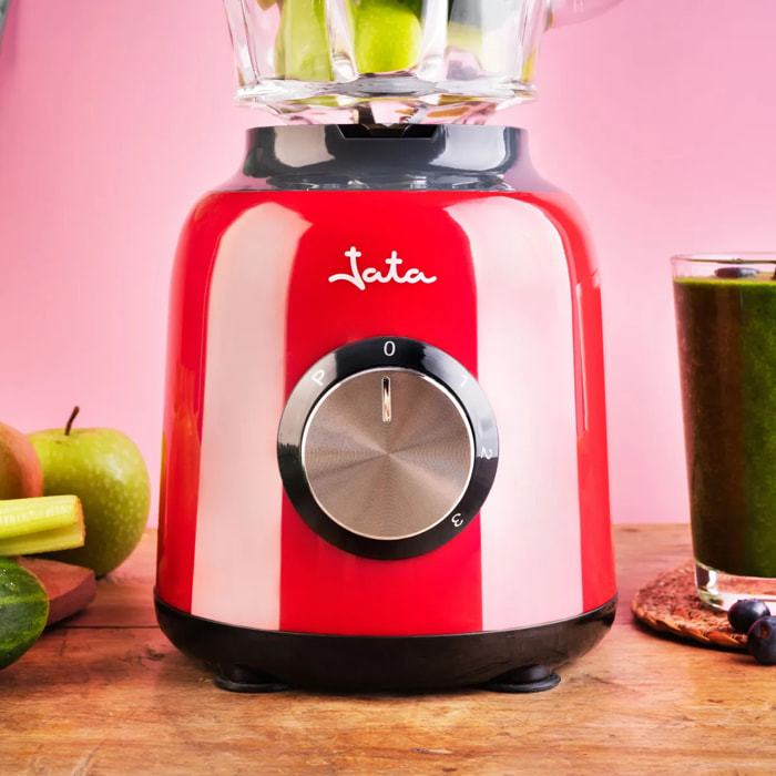 Batidora de vaso JATA BT795 de 1200 W. 6 cuchillas. 3 velocidades + pulse. Pica hielo
