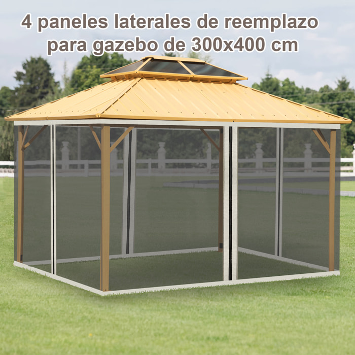 4 Paneles Laterales 352x207 cm para Carpa de Jardín Mosquitera con Cremalleras