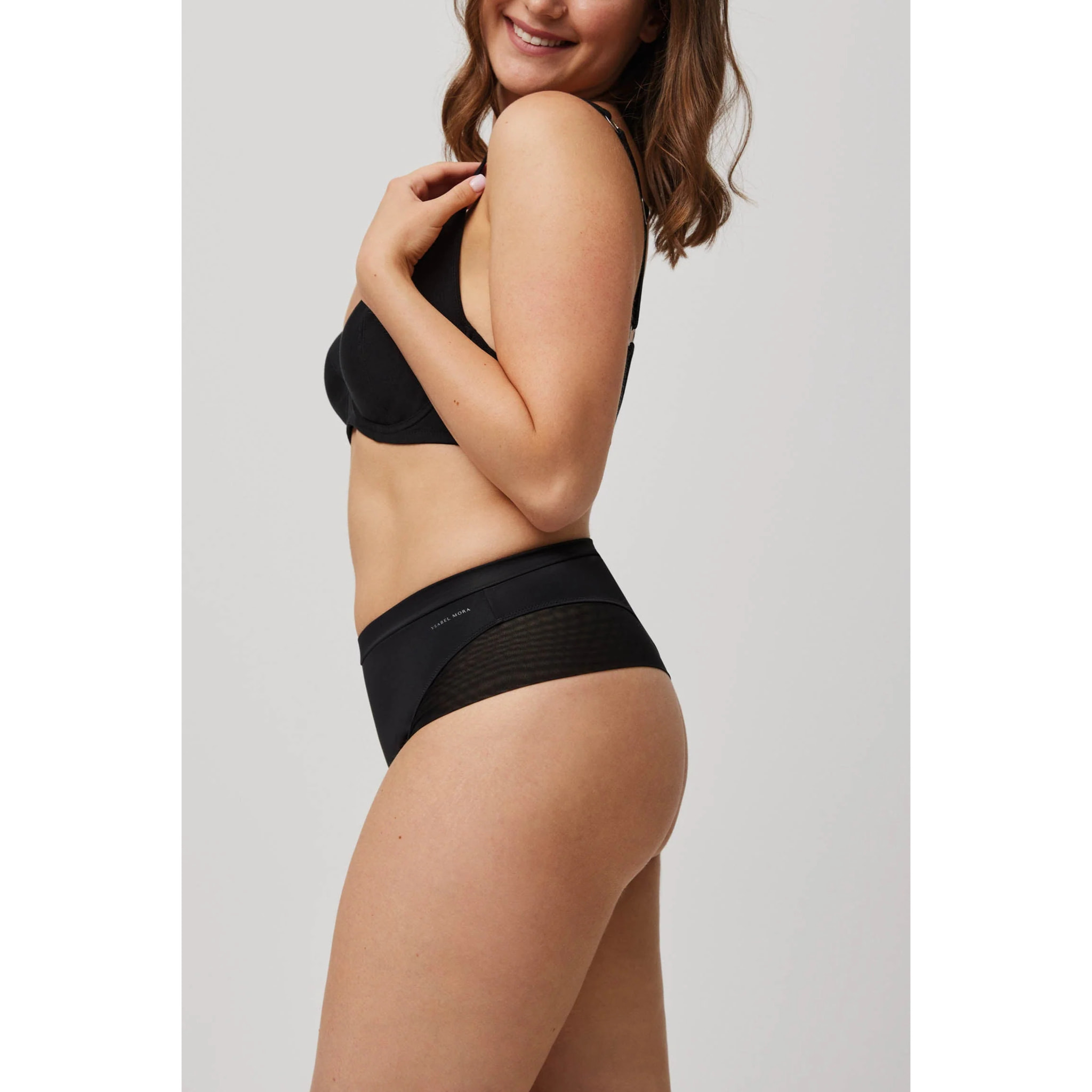 Perizoma a vita alta in microfibra nera