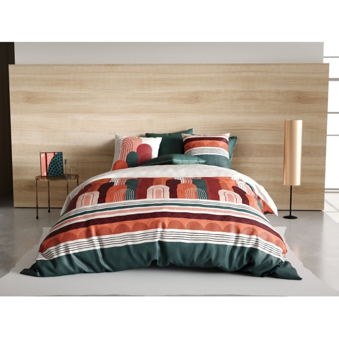 Parure housse de couette coton rouge