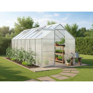 Serre jardin en polycarbonate 430 x 190 x 195 cm "Basilic" - 8,17 m² - Gris