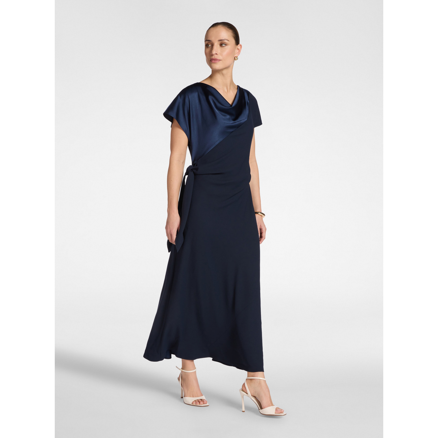 Elena Mirò - Vestido largo con nudo lateral - Azul