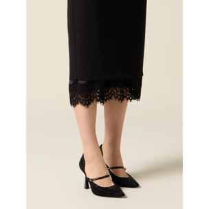 Oltre - Gonna tubino con bordo in pizzo - Nero