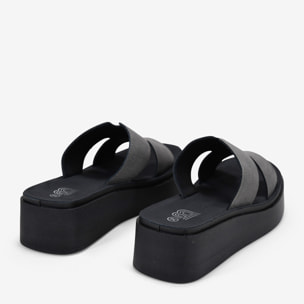 Sandalias plataforma negras con brillo