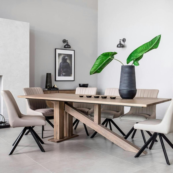 Table chêne massif 200 cm pied oblique HUDSON