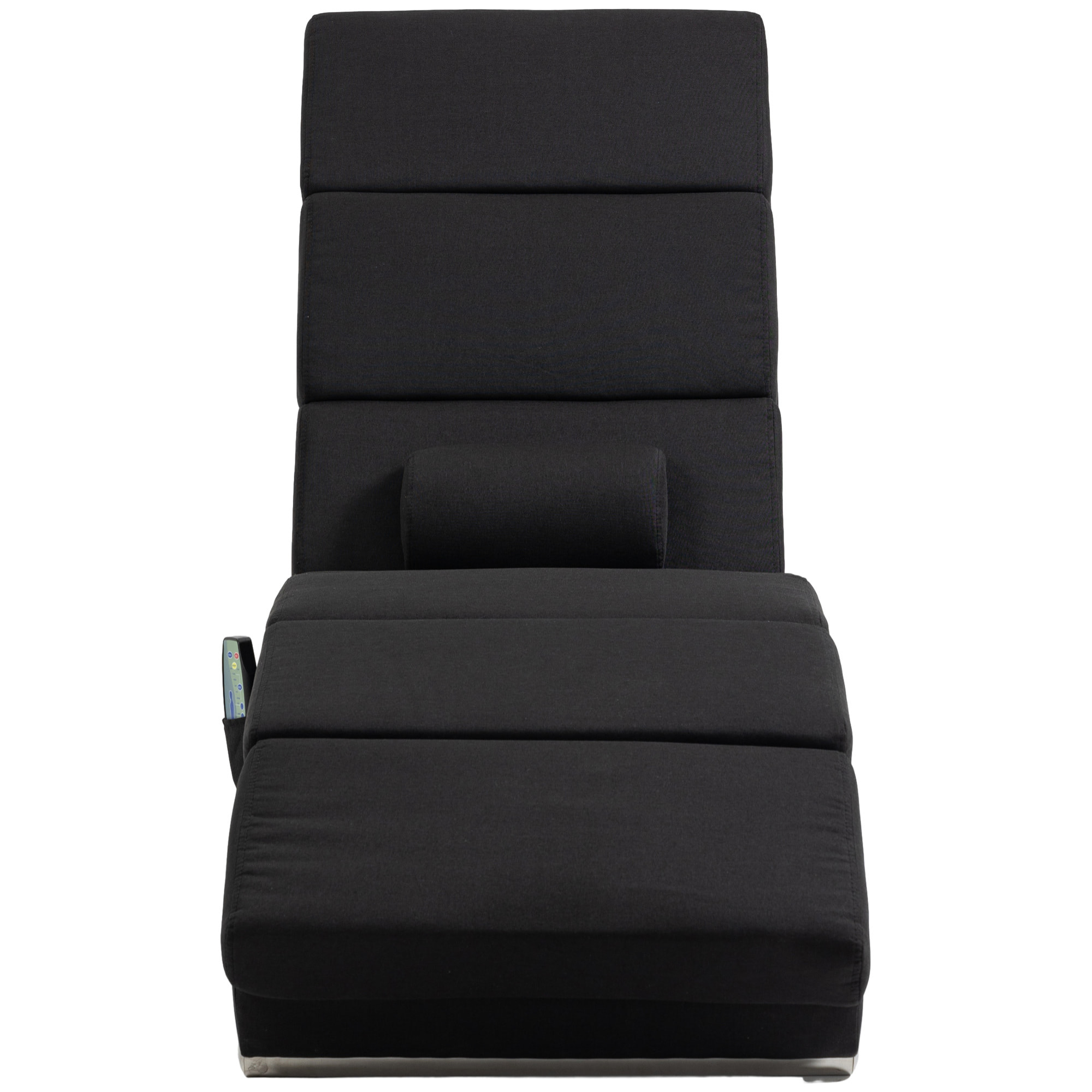 Fauteuil relax massant chauffant design contemporain - chaise longue d'intérieur - piètement métal chromé tissu noir