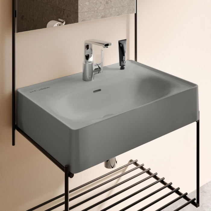 Lavabo mural VITRA Equal 60 cm avec trop plein gris pierre mat