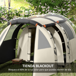 Tienda de Campaña Familiar para 4-5 Personas Tienda de Camping Plegable con 2 Habitaciones 5 Puertas y Bolsa de Transporte Impermeable para Senderismo 460x230x180 cm Caqui