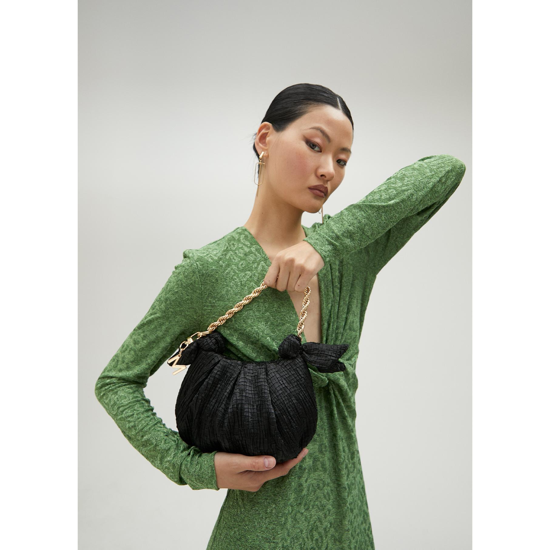 Mini borsa satinata con fiocchi laterali