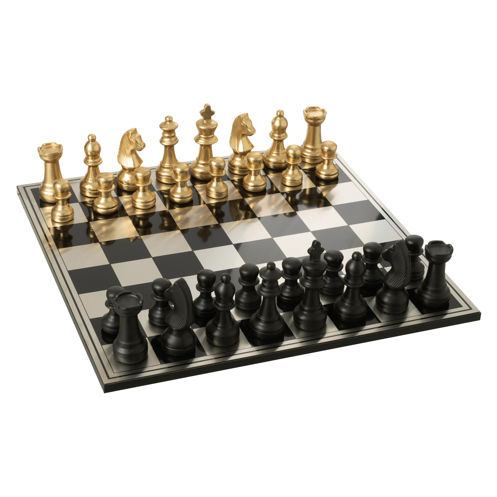 J-Line décoration Pièce D'échecs Renne - polyrésine - or/noir