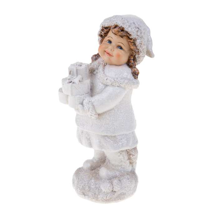 Bambina Con Regali Di Natale. Altezza 19,7 Cm - Pezzi 1 - 9,7X19,7X8,2cm - Colore: Verde - Bianchi Dino