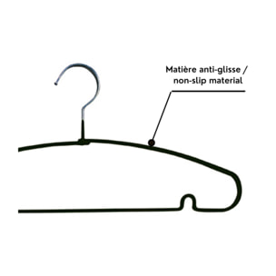 Lot de 10 cintres en acier plastifié antiglisse Noir MSV