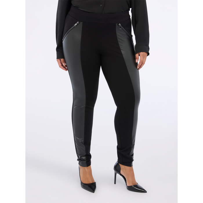 Fiorella Rubino - Leggings en punto Milano y tejido revestido - Negro