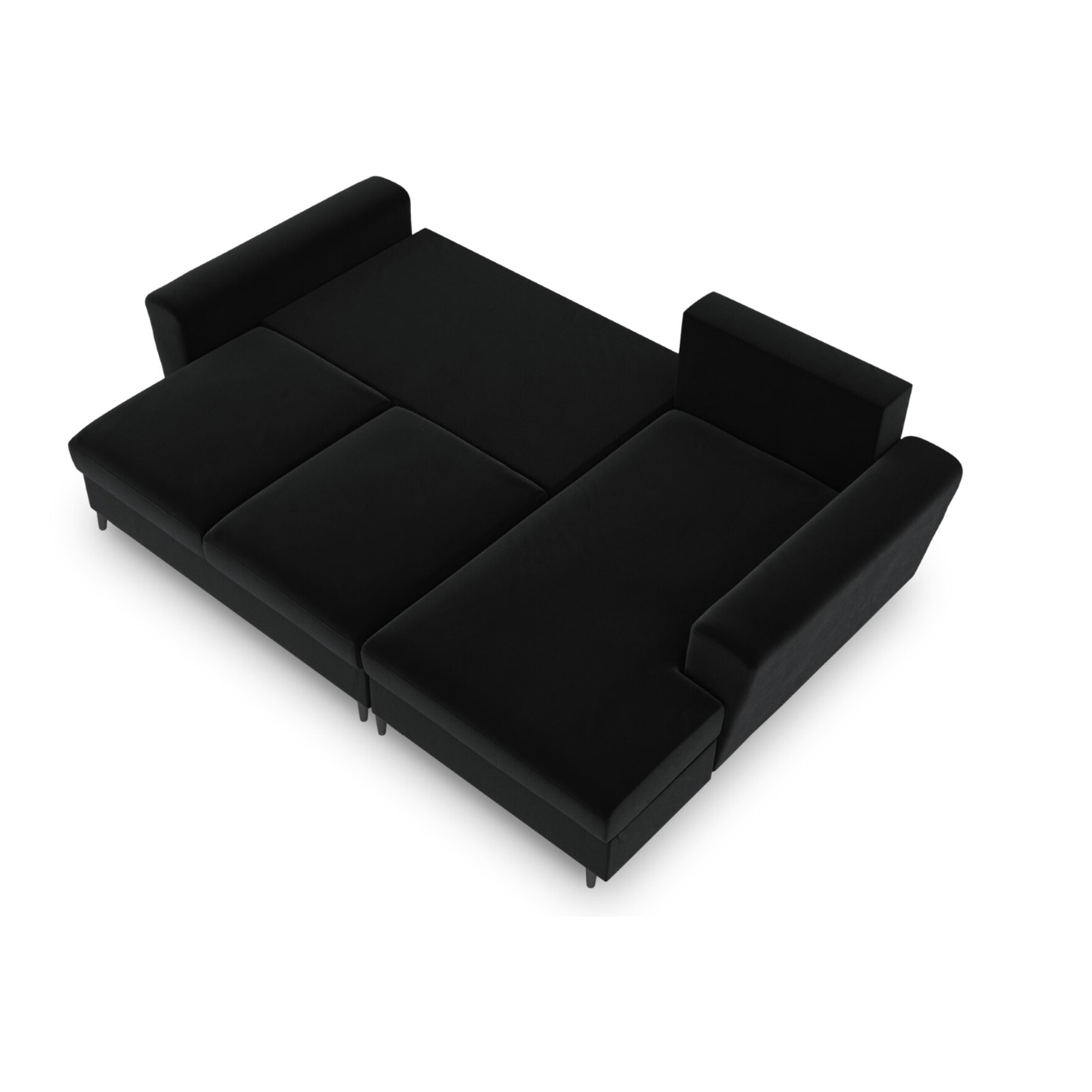 Canapé d'angle droit convertible avec coffre de rangement "Kyoto" 4 places en velours noir