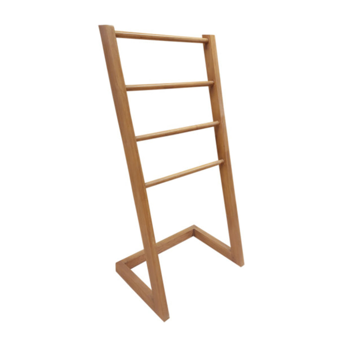 Porte serviette autoportant en bois de teck vernis H. 100 cm - ANGIE