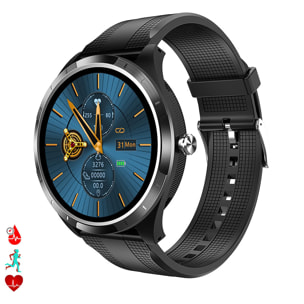 Smartwatch X3 con misuratore di pressione sanguigna e O2. Include fascia toracica. Rapporto HRV ed ECG 24 ore.