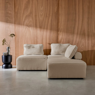 Lot de 3 chauffeuses pour canapé modulable tissu bouclette beige 1 place Bao. L 90 x P 90 x H 74cm