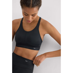 Reggiseno sportivo ad alto sostegno con spalline regolabili in nero