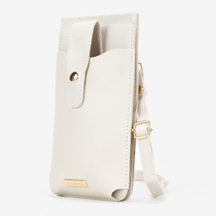 Bolso pequeño beige para móvil con billetero